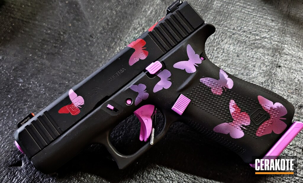 butterfly-camo-glock-43x-cerakoted-using-graphite-black-purplexed-and-ruby-red